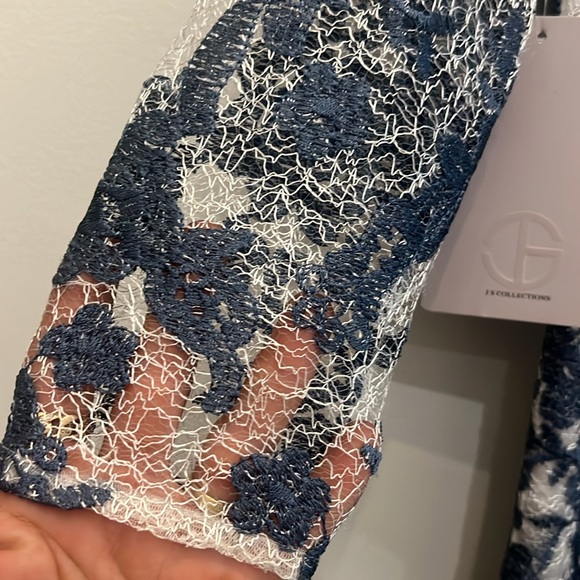 Js Collections 3/4 sleeves embroidered lace long gown - Picture 9 of 9